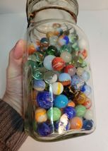 Acme 5 Star Shield Square Jar w Lid & Wire Bail Embossed Assortment of Marbles image 4
