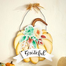 GRATEFUL SENTIMENT FARMHOUSE METAL PUMPKIN WALL HANGING FALL HARVEST HOM... - $57.99