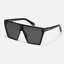 Quay Australia Spotlight Oversized Shield Sunglasses Matte Black Smoke Polarized - £72.71 GBP