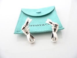 Tiffany &amp; Co Twist Ribbon Bow Clip on Earrings Silver Gift Pouch Love T and Co - £233.41 GBP