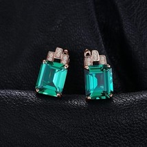 4.50Ct Lab-Created Green Emerald Drop &amp; Dangle Earrings 14K Rose Gold Plated - £74.11 GBP