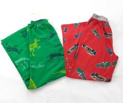 Gap Kids Pajama Pants Boys 12 Red Green Dinosaur Race Car Sleep Bottom Lot of 2 - £8.99 GBP