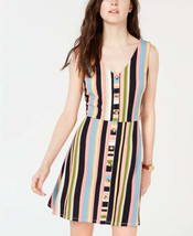 BCX Juniors Striped Button Front A Line Dress Size Medium Color Multi Stripe - £28.91 GBP