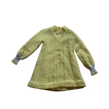Vintage Girls Crochet Coat Jacket Yellow L28” Chest24” Sleeve27” Button - £13.21 GBP