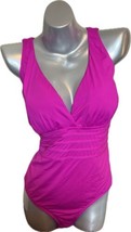 La Blanca Island Goddess One Piece Swimsuit Plus Size 18W Magenta Pink Strappy - £38.84 GBP