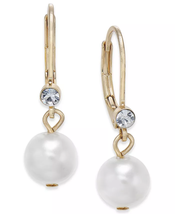 Mom / Daughter Birthday Gift, Mothers Day Pavé & Imitation Pearl Drop Earrings - $29.31