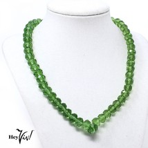 Vintage Bright Green Glass Faceted Beads 18&quot; Choker Necklace -Kiss Lock -Hey Viv - £18.85 GBP