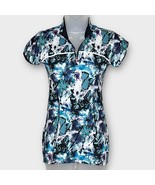 SWEATY BETTY blue multi watercolor 1/4 zip cycling jersey long length si... - £25.47 GBP