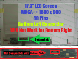 Au Optronics B173RW01 V.0 Down Left Connector Laptop Led Lcd Screen 17.3&quot; Wxga++ - £66.35 GBP