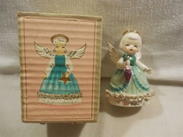 Vtg Fine A Quality Japan Ceramic May Birthday Angel Girl Figurine w/Box 4 1/4&quot; - £18.92 GBP