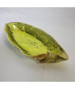 Studio Pottery Glazed Leaf Shape Dish Green Vintage 12 x 5.75 Artist Sig... - €19,21 EUR