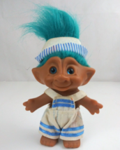 Vintage Ace Novelty Treasure Troll Wishstone Blue Hair &amp; Original Outfit 4.5&quot; - £10.10 GBP