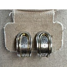 Brighton Vintage Silver &amp; Gold Clip-On Earrings Etched Heart Retired Design - $28.04