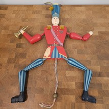 Vintage Christmas Pull String Jumping Jack 21&quot; Toy Soldier Wood Ornament! - £28.89 GBP