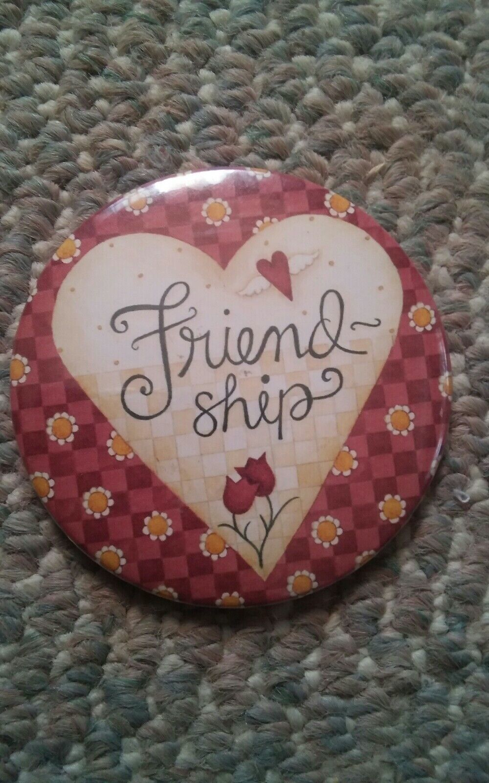 005 Frindships Button Pocke Purse Mirror Makeup - $4.99