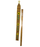 Vintage Hanging Burlap Yard Stick Holder Crewel Embroidered Sunflowers 1... - $20.12 CAD