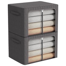 Foldable Clothes Storage Bins 2 Pack,Large Capacity Stackable Metal Frame Clothi - £59.14 GBP
