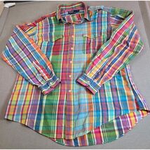Polo Ralph Lauren Plaid Trim Military Shirt XXL Madras Cotton Flaw - $40.83 CAD