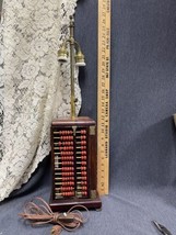 Antique Asian Abacus Wood Brass Table Lamp Adjustable Height 2 Bulb Lamp MCM - £185.97 GBP