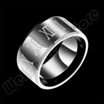 Men&#39;s Black Roman Numeral Striped Band Titanium Stainless Steel Ring Size 7,8,9 - $7.99