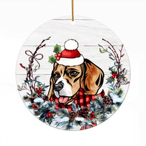 Cute Cavalier King Dog Santa Hat Wreath Christmas Ornament Acrylic Gift Decor - £13.41 GBP
