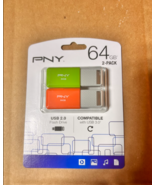 PNY USB 2.0 Flash Drives 64GB Pack Of 2 Flash Drives (NEW) - $396.67 MXN
