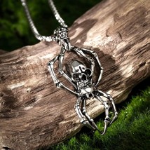 Punk Retro Silver Animal Spider Pendant Necklace Men&#39;s Jewelry Chain 24&quot; Gift - £7.88 GBP