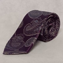 Jos A Bank Heritage Collection Silk Tie Purple Paisley Skinny Hand Made - $16.95