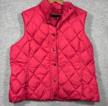 Lands End Womens Vest XL Quilted Nylon Down Red Snap Closure - $22.46