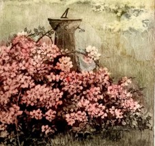 Sundial Pink Flowers Victorian Greeting Card Postcard 1900s PCBG11B - $19.99