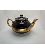 Vintage Gibson and Sons Porcelain Teapot Late Davenport Sevres Black &amp; G... - $29.70