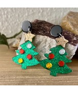 Green Acrylic Christmas Tree Post Drop Dangle Earrings NEW - $24.44 CAD