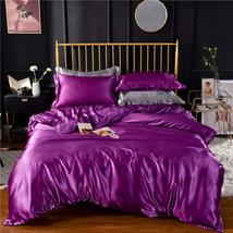 Purple Violet Luxury Silk Bedding Set. Include Silk Duvet Cover, Silk Pi... - £71.21 GBP