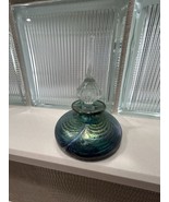 Vintage Iridescent Aqua Blue Swirl 6.5&quot; Perfume Bottle - $2,002.98 MXN