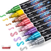 IJIANG Metallic Chalk Markers, 8 Colors, 6mm Reversible Bullet &amp; Chisel ... - $30.88 CAD