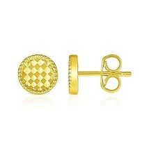 14k Yellow Gold Women&#39;s Classic 0.25in Textured Circle Post Earrings - £127.35 GBP