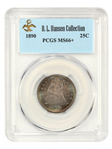 1890 25c PCGS MS66+ ex: D.L. Hansen - £3,116.39 GBP