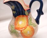 Cobalt Blue Ceramic Pitcher Lemon Designs - $24.74