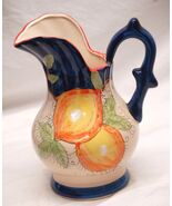 Cobalt Blue Ceramic Pitcher Lemon Designs - $24.74