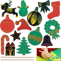 Scratch Art Stickers Christmas Pack of 56 Customizable Self Adhesive Sti... - £18.08 GBP