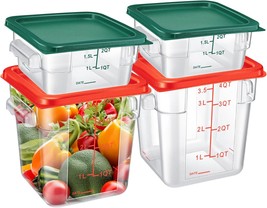 Barydat 4 Pcs Food Storage Container With Lids Set 2Qt And 4Qt Square, R... - £34.67 GBP