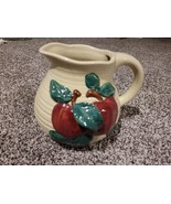 3D Apple Design Stoneware Pitcher With Handle Beige Apple Embossed - $19.00