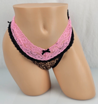NoBo No Boundaries Womens Pink Lace &amp; Leopard Lace Stretch Thong Panties XXL 9 - £11.60 GBP