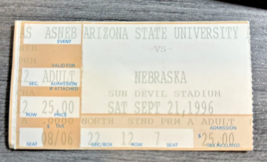 Nebraska Cornhuskers vs. Arizona State Sun Devils Ticket Stub 9/21/96 Tempe, AZ - £38.71 GBP