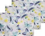 Set of 3 Thin Fabric Placemats (11&quot;x17&quot;) MULTICOLOR BUTTERFLIES, blue ba... - $14.84