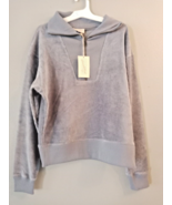 Universal Thread Women&#39;s 1/4 Zip-Up Gray  Sweater Soft Ribbed corduroy l... - $16.99