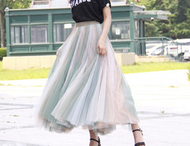 Rainbow Long Tulle Skirt Holiday Outfit Adult Plus Size Rainbow Tulle Maxi Skirt image 13