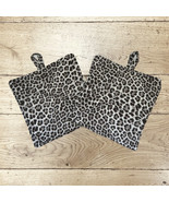 NEW- Set of 2 Gray/Black Leopard prints handmade potholders, great gift! - $15.13