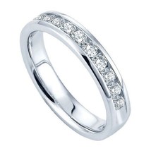 0.75CT Diamanti Finti Canale Set Eternity Fede Nuziale 14K Placcato Oro Bianco - £80.43 GBP