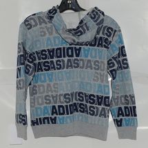 Adidas Gray Blue Lettering Small 8 Pullover Hoodie with Front Pocket image 3